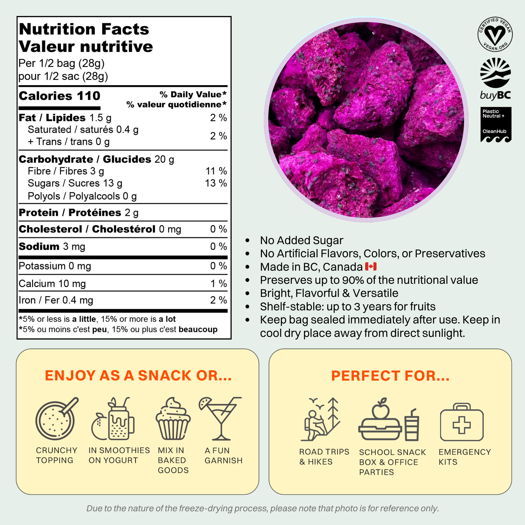 Freeze-Dried Dragon Fruits (Chunk)