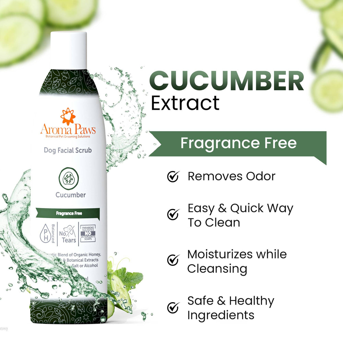 Cucumber Aloe Organic Facial Scrub for Dogs — 13.5 oz.