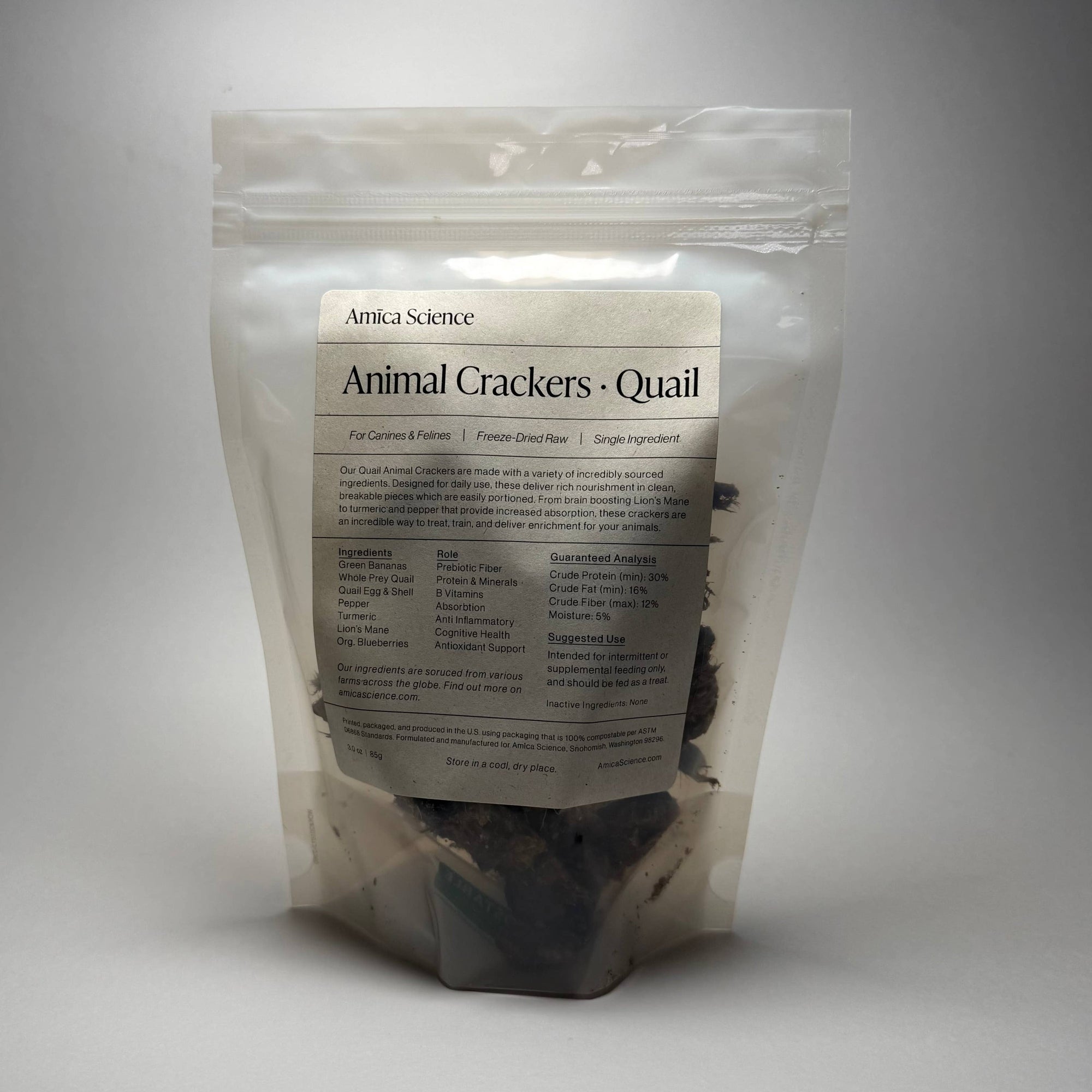 Package of Animal Crackers - Quail on a gray background
