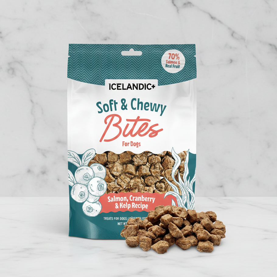 Icelandic+ Soft & Chewy Bites for dogs packaging 