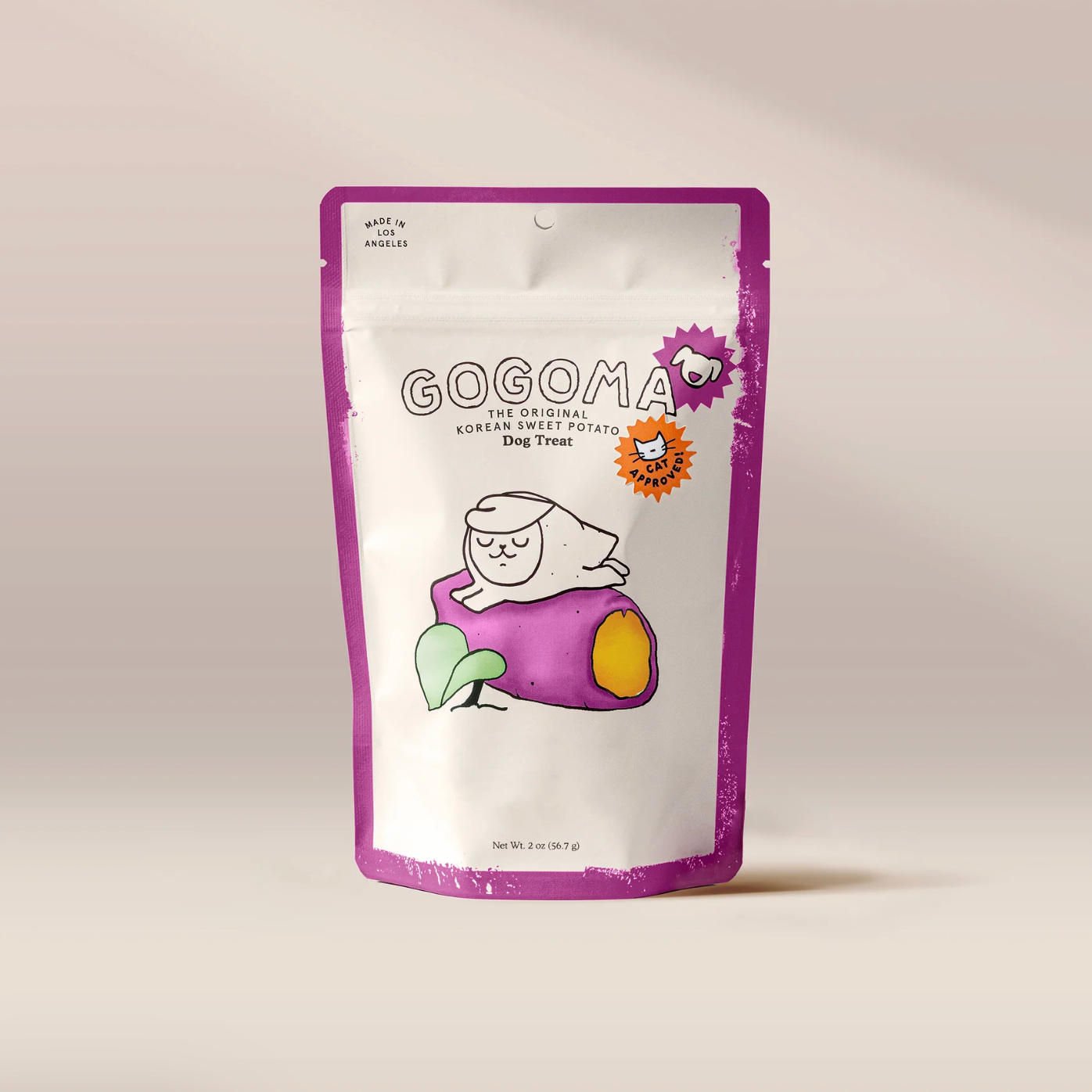 Gogoma snack package on a light gray background