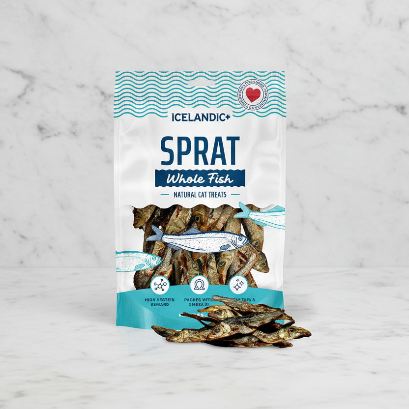 Package of Icelandic Sprat whole fish cat treats