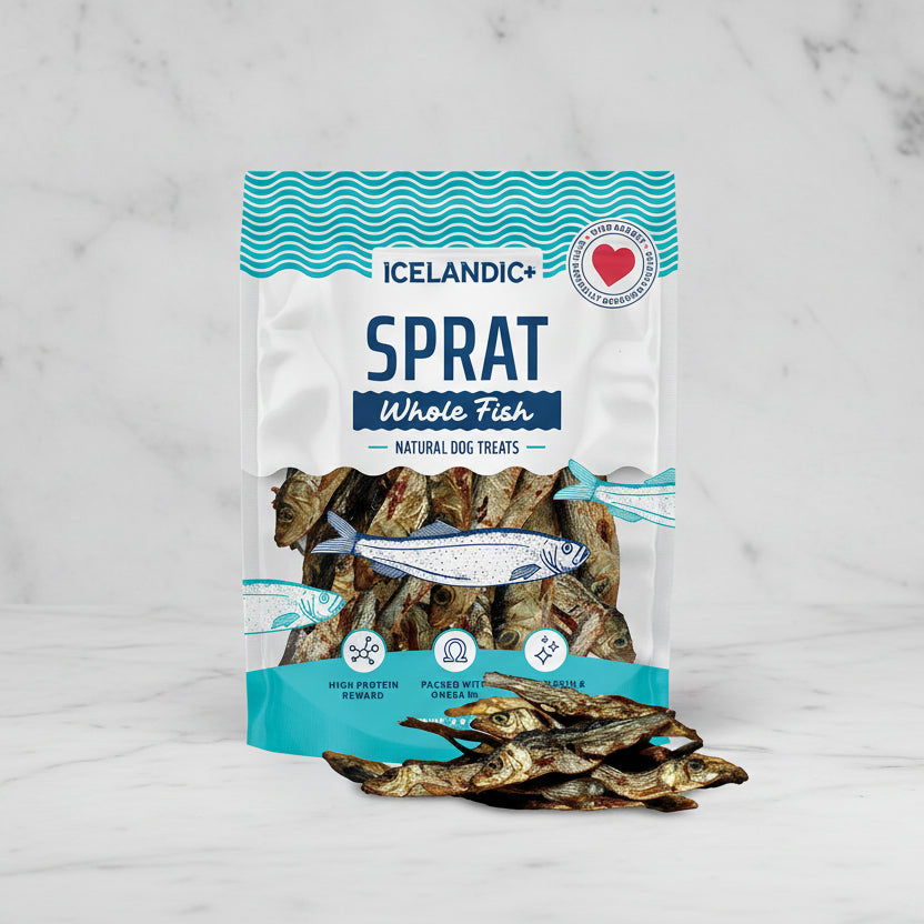 Package of Icelandic Sprat whole fish natural dog treats