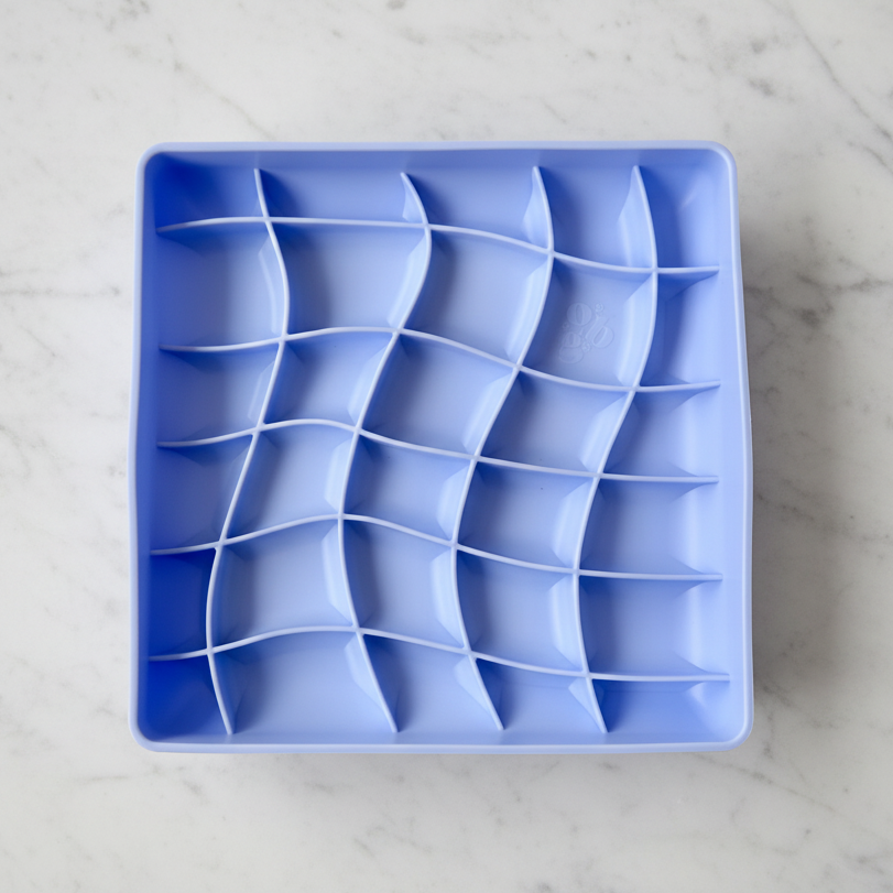 Blue silicone dog slow feeder bowl