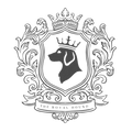 Decorative logo with a black dog silhouette and crown, featuring 'The Royal Hound' text, on a white background.
