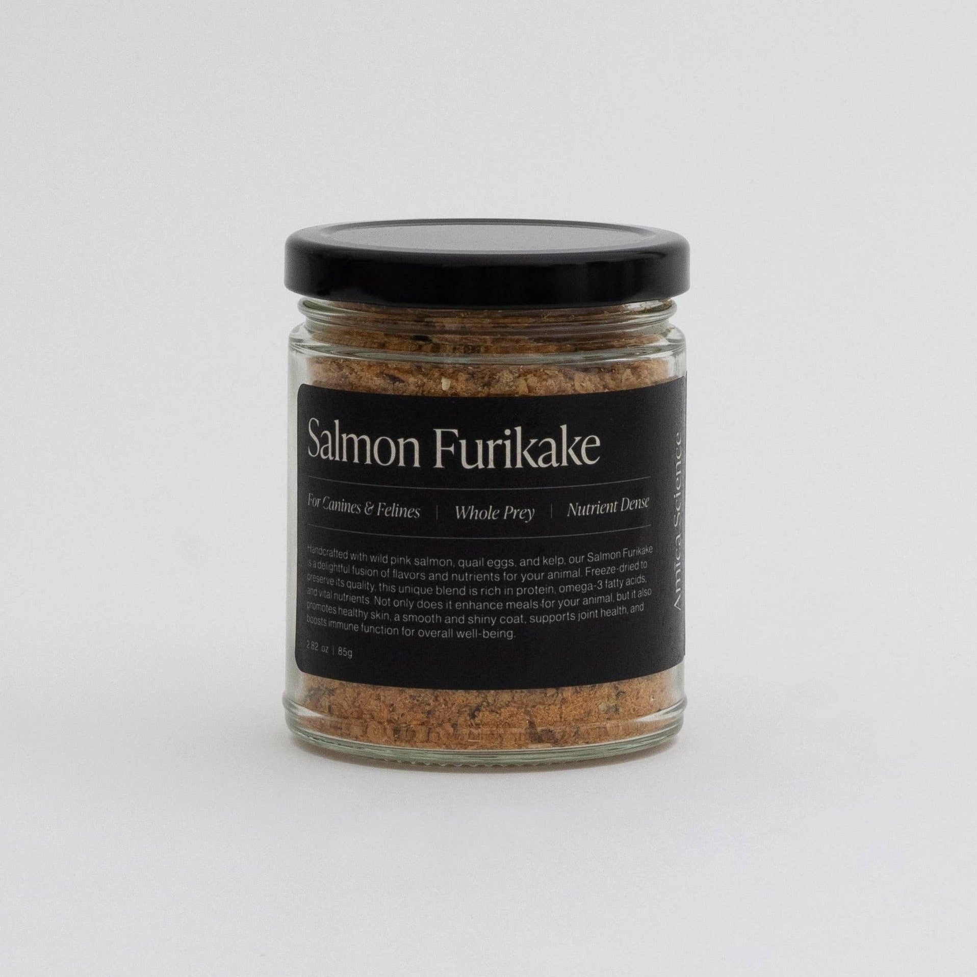 Jar of Salmon Furikake on a white background