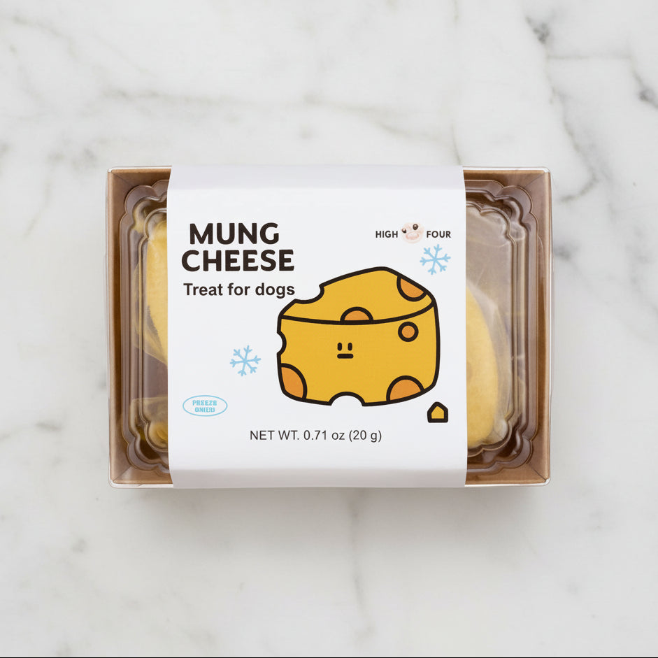 Mung Cheese treat for dogs packaging on a white background