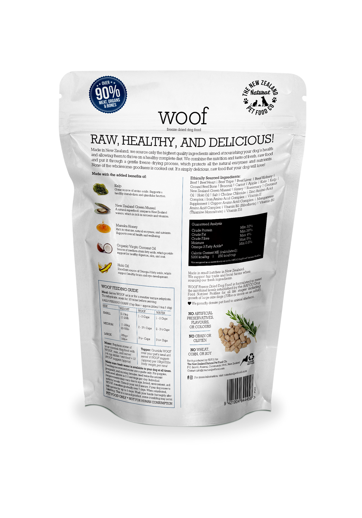 Woof Beef Freeze Dried Dog Food 1.76oz | 9.9oz