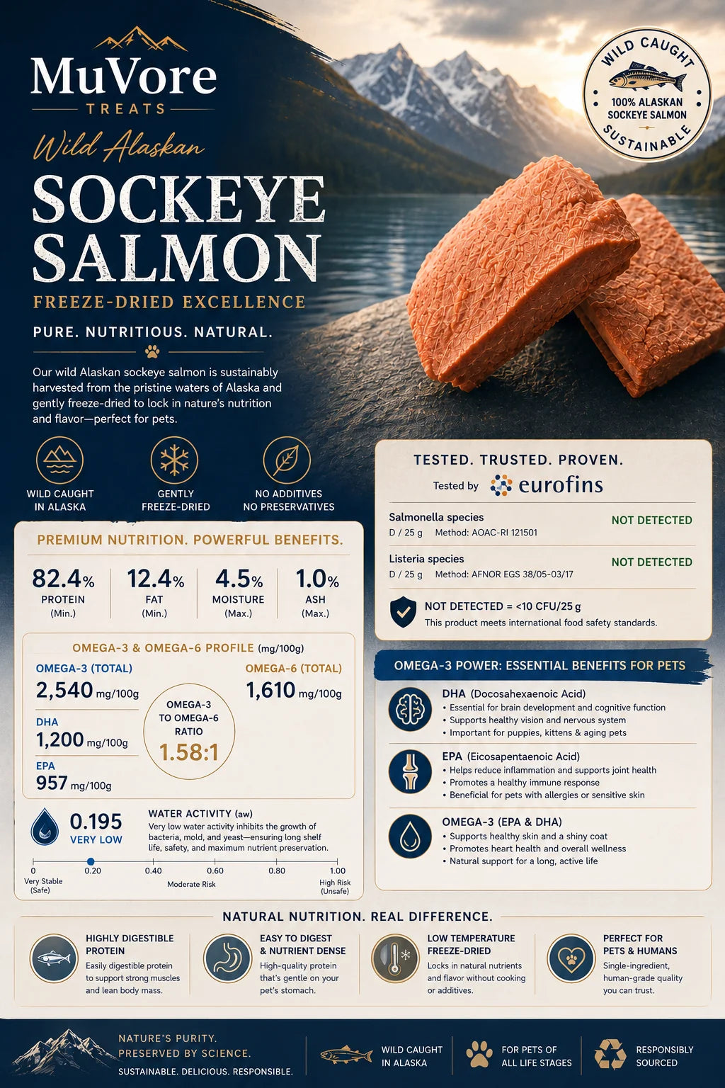 Freeze-Dried Wild Sockeye Salmon Bites